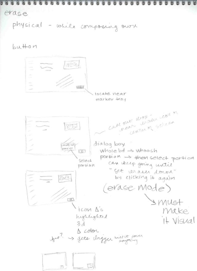 Sketches showing plans for erase mode.